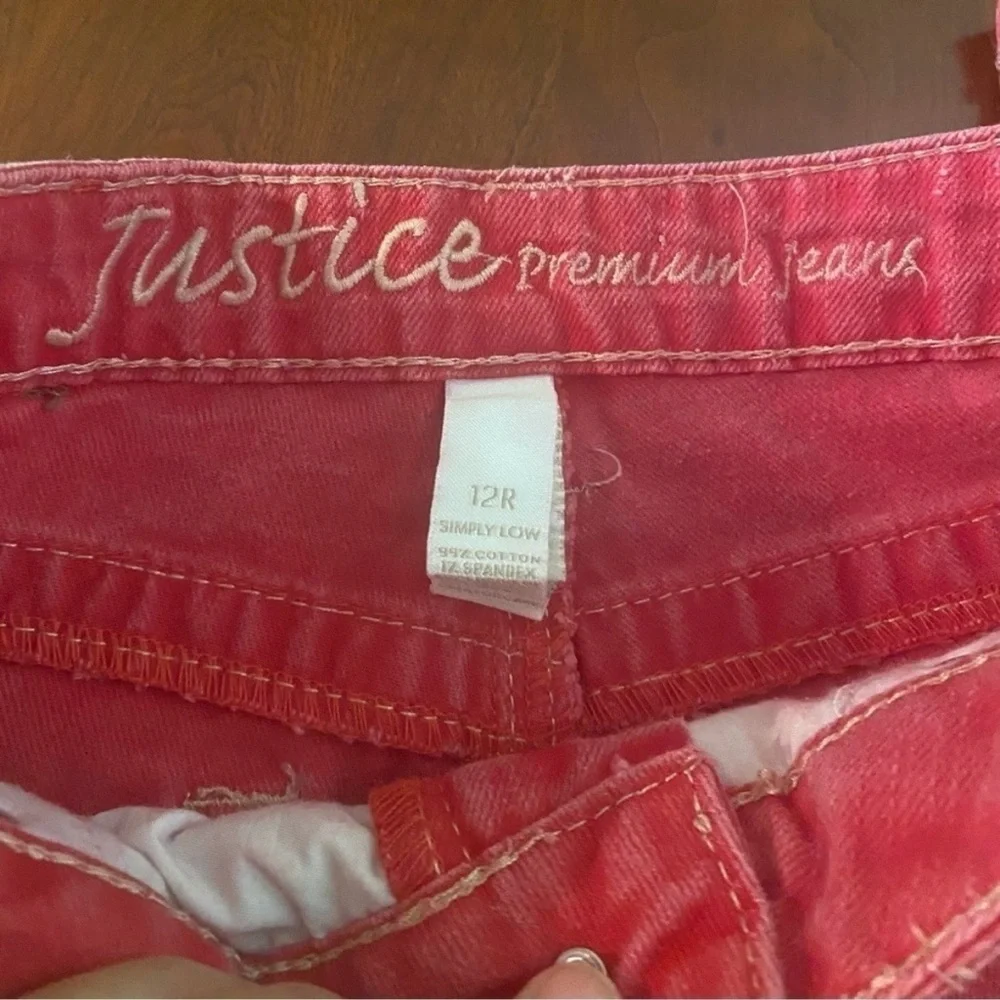 Justice Girls Denim Shorts and Red Jeans Set, 2 pair, Size 12